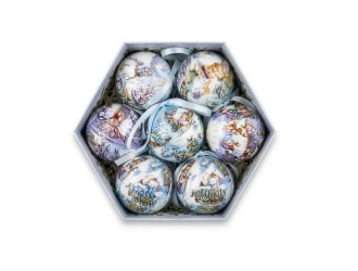 Set globuri de Craciun pictate 7,5 cm, 7 bucati, multicolor