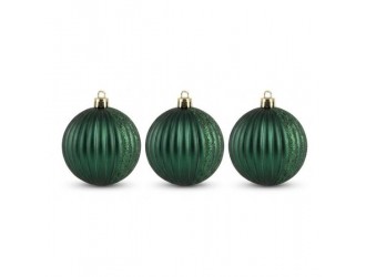 Set 3 globuri mari de Craciun 10 cm verde