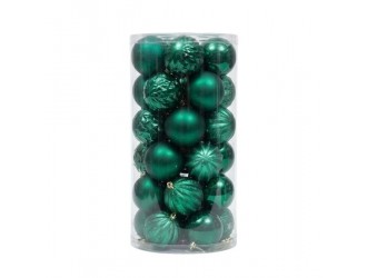 Set 30 globuri de Craciun 6 cm verde smarald