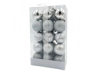Set globuri 30 buc 4 cm argintiu