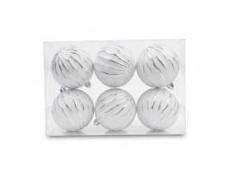 Set de 6 Globuri albe, 6 cm