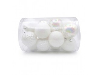 Set de 16 Globuri, 8 cm, alb
