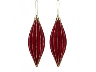 Set 2 buc. decoratiuni pentru brad 11.5 x 4 cm, rosu