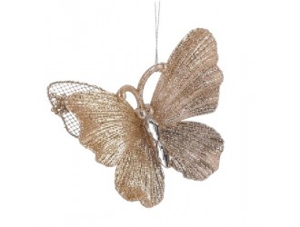Decoratiune Fluture 1 buc. 10 x 9 cm champagne
